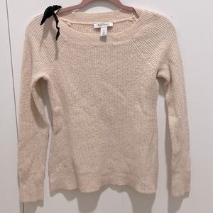 XS pink sweater w black bow accent from White House Black Market